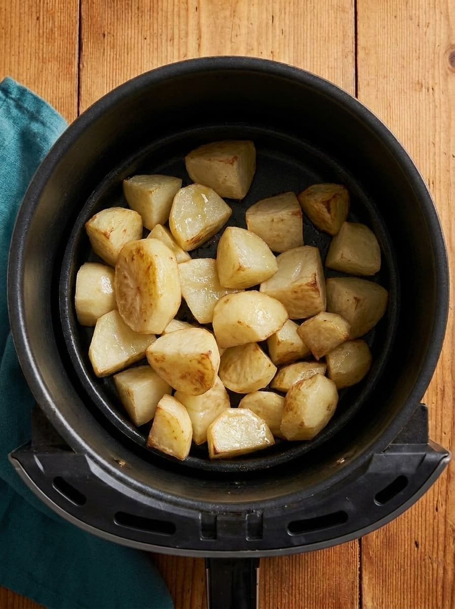 Bashing potatoes for crispy texture