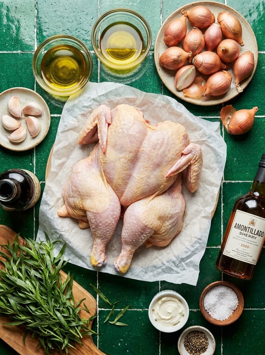 Tarragon chicken ingredients mise en place