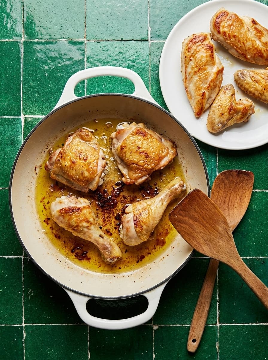 Browning chicken for tarragon sauce