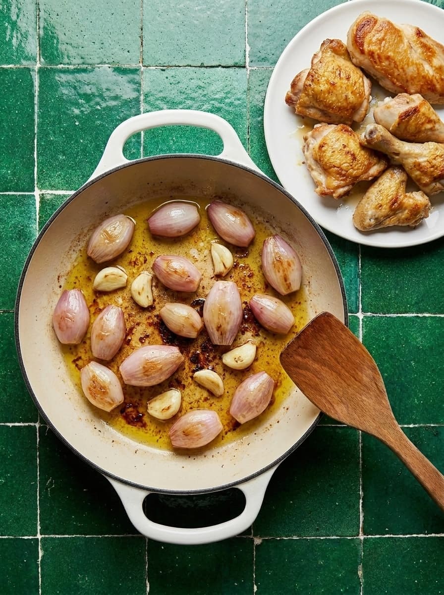 Cooking shallots for tarragon chicken